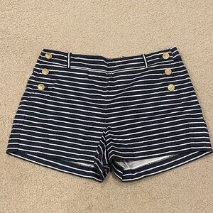 J. Crew Navy and White Striped High Waist Shorts